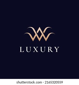 Elegant line curve vector logotype. Premium letter W logo design. Luxury linear creative monogram.
