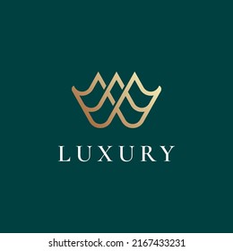 Elegant line curve vector logotype. Premium letter W logo design. Luxury linear creative monogram.
