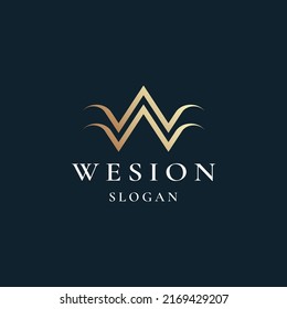 Elegant line curve vector logotype. Premium letter W logo design. Luxury linear creative monogram.

