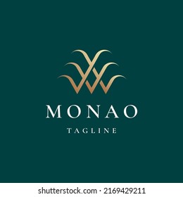 Elegant line curve vector logotype. Premium letter M logo design. Luxury linear creative monogram.
