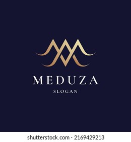 Elegant line curve vector logotype. Premium letter M logo design. Luxury linear creative monogram.
