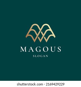 Elegant line curve vector logotype. Premium letter M logo design. Luxury linear creative monogram.
