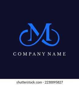 Elegant line curve vector logotype. Premium M letter logo design. Luxurious linear creative monogram.
