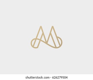 Elegant line curve vector logotype. Premium letter M logo design. Luxury linear creative monogram.