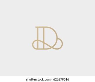 Elegant line curve vector logotype. Premium letter D logo design. Luxury linear creative monogram.