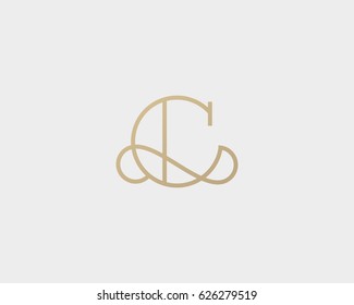Elegant line curve vector logotype. Premium letter C logo design. Luxury linear creative monogram.