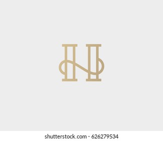 Elegant line curve vector logotype. Premium letter H logo design. Luxury linear creative monogram.