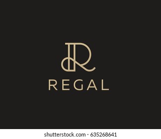 Elegant line curve vector logotype. Premium letter R logo design. Luxury linear creative monogram.