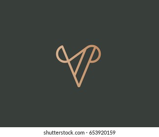 Elegant line curve vector logotype. Premium letter V logo design. Luxury linear creative monogram.