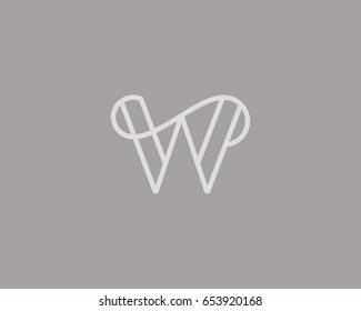 Elegant line curve vector logotype. Premium letter W logo design. Luxury linear creative monogram.