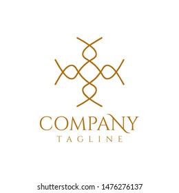 Elegant line draw cosmetics and beauty logo with golden color