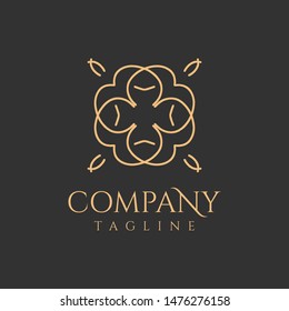 Elegant line draw cosmetics and beauty logo with golden color