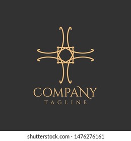 Elegant line draw cosmetics and beauty logo with golden color