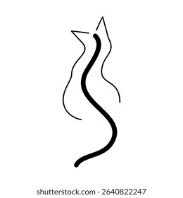 Elegant line drawing of a cat silhouette showcasing graceful curves and minimalistic design elements