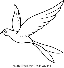 Elegant Line Drawing of a Flying Bird Illustration