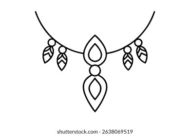 Elegant line drawing of ornate necklace design