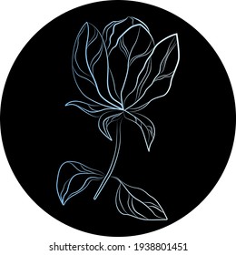 Elegant line flower, vector art illustration.