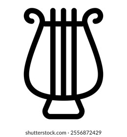 Elegant line icon of a harp, perfect for classical music, orchestras, and musical instrument stores