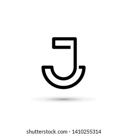 Elegant line letter symbol. Alphabet J logo design. Vector illustration. No 66