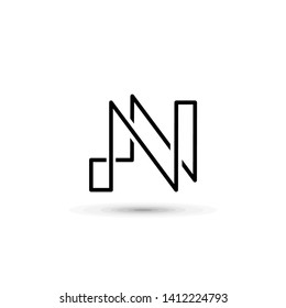 Elegant line letter symbol. Alphabet N logo design. Vector illustration. - No 100
