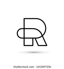 Elegant line letter symbol. Alphabet R logo design. Vector illustration. - No 129