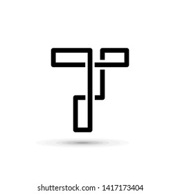 Elegant line letter symbol. Alphabet T logo design. Vector illustration