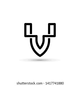 Elegant line letter symbol. Alphabet V logo design. Vector illustration