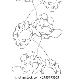Elegant сontinuous line seamless pattern with rose flowers, design elements. Floral  pattern for invitations, cards, print, gift wrap, manufacturing, textile, fabric, wallpapers
