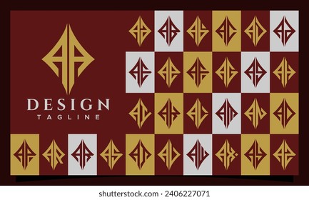 Elegant line sharp rhombus letter A AA logo design set
