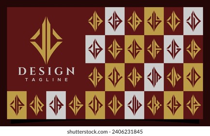 Elegant line sharp rhombus letter J JL logo design set