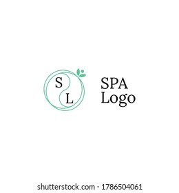 Elegant line spa logo. Monogram icon. Leaf line logo