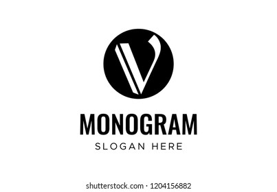 Elegant line vector V logotype. V logo vector