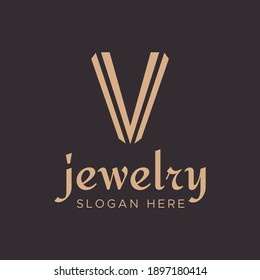 Eleganter Linie Vektor V-Logo. V Logo-Vektorgrafik