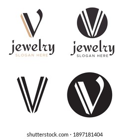 Logotipo elegante vectorial de línea V. vector de logotipo V