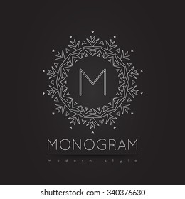 Elegant linear abstract monogram, logo design template. Vector illustration.