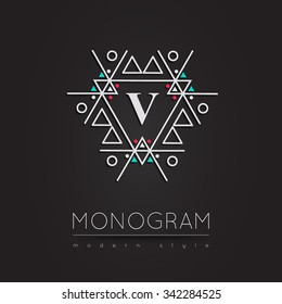 Elegant linear abstract monogram, logo design template. Vector illustration.