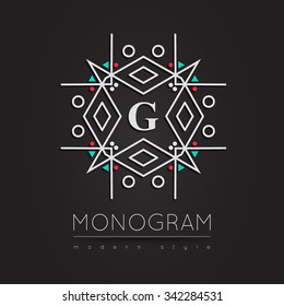 Elegant linear abstract monogram, logo design template. Vector illustration.
