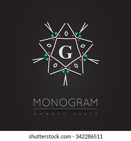 Elegant linear abstract monogram, logo design template. Vector illustration.