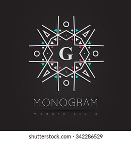 Elegant linear abstract monogram, logo design template. Vector illustration.