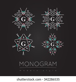 Elegant linear abstract monogram, logo design template. Vector illustration.