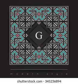 Elegant linear abstract monogram, logo design template. Vector illustration.