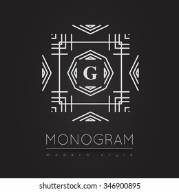 Elegant linear abstract monogram, logo design template. Vector illustration.