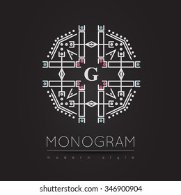 Elegant linear abstract monogram, logo design template. Vector illustration.