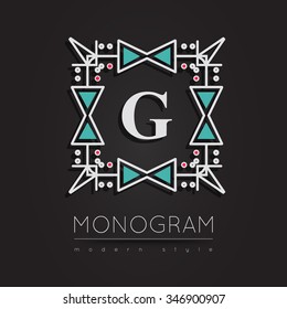 Elegant linear abstract monogram, logo design template. Vector illustration.