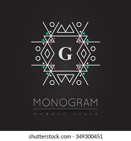 Elegant linear abstract monogram, logo design template. Vector illustration.
