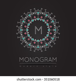 Elegant linear abstract monogram, logo design template. Vector illustration.