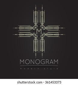 Elegant linear abstract monogram, logo design template. Vector illustration.