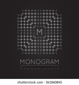Elegant linear abstract monogram, logo design template. Vector illustration.
