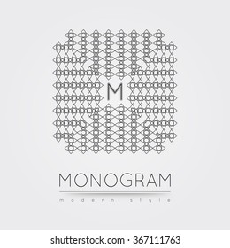 Elegant linear abstract monogram, logo design template. Vector illustration.