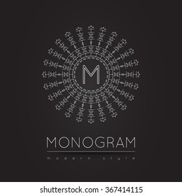 Elegant linear abstract monogram, logo design template. Vector illustration.